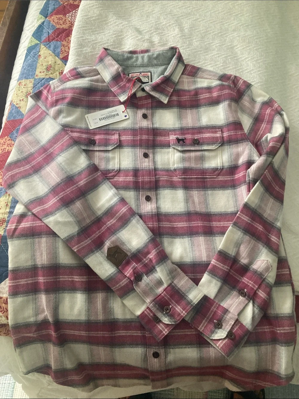 The Black Dog Girls' Pink & White Plaid Button-Up Shirt